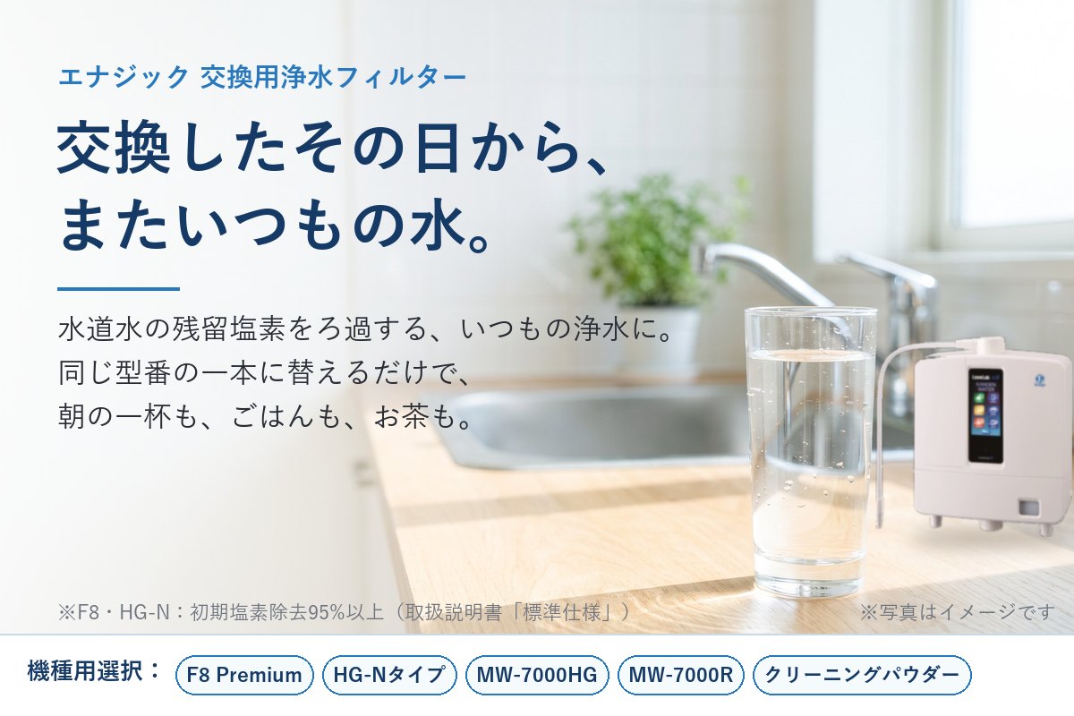 交換したその日から、またいつもの水。エナジック交換用浄水フィルター